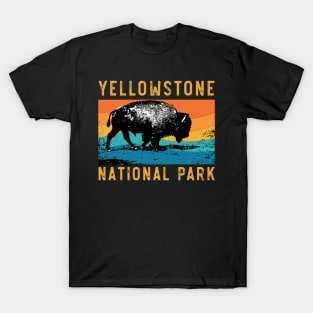 Vintage Yellowstone National Park Gifts Usa Bison Buffalo T-Shirt